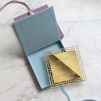 Invitation de mariage personnalisée en acrylique, dorée, découpée au laser, avec boîte en velours rigide, monogramme et dorure à chaud, papeterie de mariage