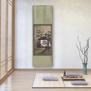 Arte Murale Orientale per Soggiorno, Dipinto Tradizionale Cinese con Figure, "Signora nel Cortile", Arte Murale in Stile Antico, Pergamena Dipinta a Mano - Product Image 1