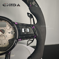 Volant flottant violet en fibre de carbone forgé adapté pour Volkswagen MK7 MK8 GTI VW Polo Golf 5 6 7.5 6R R CC Gte