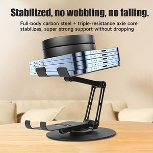 New Item Adjustable 2-in-1 Metal 360 Rotating Mobile Phones Tablet Stand , Foldable Carbon Steel Phone Holder, Tablet <strong>Bracket</strong> - Product Image 5