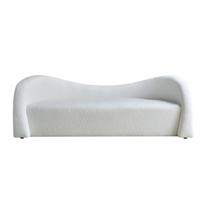 Sofá Curvo de Lana de Cordero para Sala de Estar Minimalista Moderno Oficina Muebles de Interior de Lujo Blancos - Product Image 2