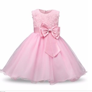 Childrens Princess Dress Blue 3D Flower Sleeveless O Neck Flower Girl Wedding Dress Spring Summer Kids Party Dress - Product Image 5