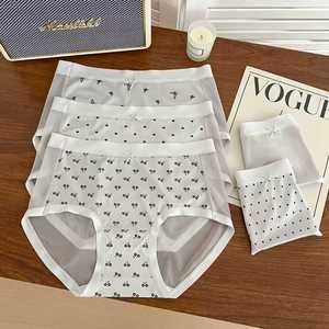 Braguitas de seda helada para mujer, de uso diario, satinadas, reflectantes, de talle medio, de malla semitransparente, sexys, con lazo de lunares, bonitas, de secado rápido - Product Image 1