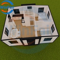 Maison préfabriquée mobile extensible WinFair de luxe à 2 chambres, conteneur préfabriqué de 20 pieds avec cuisine et salle de bain