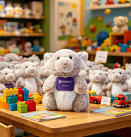 Boneka Plush Kustom Personalisasi, Boneka Tikus Plush Menggemaskan dengan Label Kustom untuk Souvenir Merek dan Hadiah