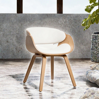 Chaise de salle à manger moderne en contreplaqué courbé avec siège rembourré et pieds en bois pour la maison, l'hôtel et le restaurant