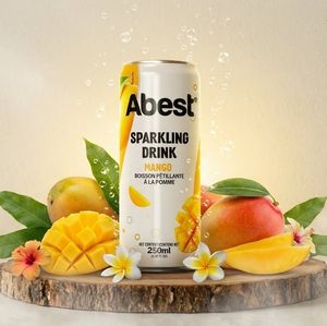 Boissons gazeuses sans sucre délicieuses et rafraîchissantes, directement OEM ODM, Abest Mango Sparkling Water, boissons infusées en canettes de 250 ml - Product Image 1