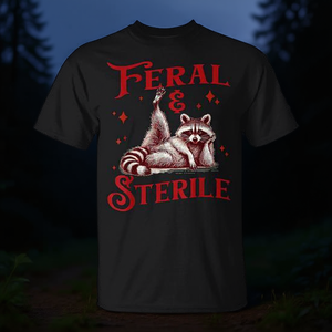 Camiseta Feral Sterile Raccoon Meme para adulto, unisex, negra - Product Image 3
