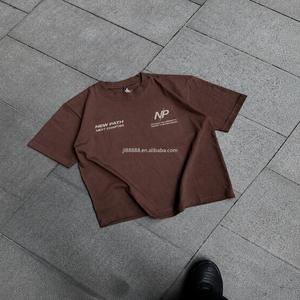 เสื้อยืดพิมพ์ลายสีน้ำตาลสำหรับผู้ชาย OEM Camisa De Lujo รุ่นเรียบง่าย แขนสั้น ผ้าฝ้าย เสื้อลำลองสุดคลาสสิก - Product Image 1