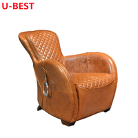 U-Best Amerikanischer Retro-Stil Country Zigarrenstuhl Rindsleder Villa Loungesessel Leder Einzelsofa Kreativer Sattelstuhl