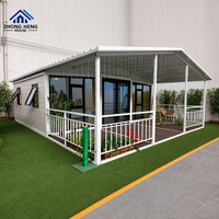 Rumah Kontainer Ekspansiabel Custom Double Wing 20ft 40ft 1 2 3 4 5 Kamar Tidur Villa Prefab Rangka Baja Rumah Lipat Mobile Kantor