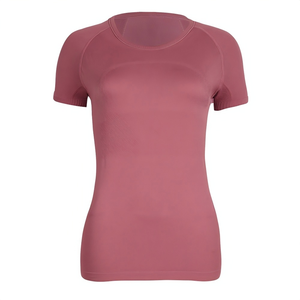 T-shirt sportif pour femme, bleu, manches courtes, col rond, coupe ajustée, séchage rapide, tricoté en polyester, logo imprimé, printemps été - Product Image 5