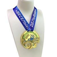 Médailles et rubans de sport en métal personnalisés, design doré vierge, pour football et soccer, trophées