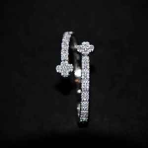 Luxury Moissanite Clover <b>Bangle</b> <b>Bracelet</b> Iced Out Style 925 Sterling <b>Silver</b> Plated Sparkle Jewelry Anniversary Gift for Women - Product Image 2