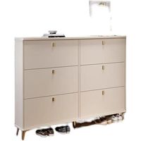Meuble à chaussures ultra-fin en bois crème pour entrée, grande capacité, rangement mural moderne et simple pour la maison