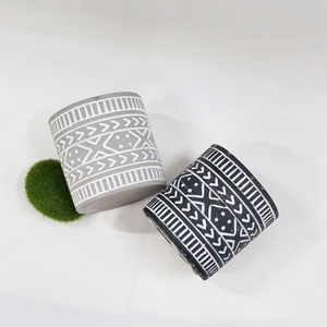 Vente chaude 2026 : Pots à fleurs en ciment à motif bohème noir <span class=keywords><strong>pour</strong></span> la décoration intérieure et extérieure, jardin, balcon - Product Image 6