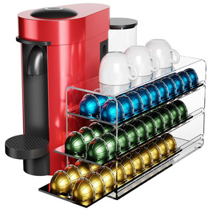 Tiroir de rangement pour capsules de café en acrylique à 3 niveaux, capacité de 60 capsules, porte-capsules de café pour <span class=keywords><strong>Nespresso</strong></span> <span class=keywords><strong>Vertuo</strong></span> - Product Image 2