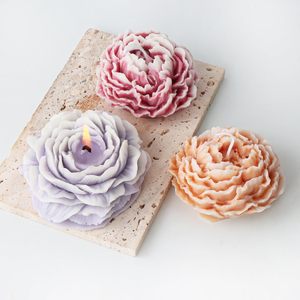 Bougie parfumée en cire de soja naturelle de luxe en forme de pivoine, aromathérapie, décoration d'intérieur, Noël, fête des pères, senteurs personnalisables - Product Image 1