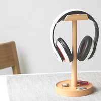Cintre de support de casque en aluminium en bois avec support de câble Support de casque de bureau robuste Affichage de casque de jeu