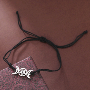Pentagram ba mặt trăng Vòng đeo tay âm lịch Nữ Thần hecate Vòng đeo tay can đảm và sức mạnh amulet thép không gỉ đồ trang sức - Product Image 3