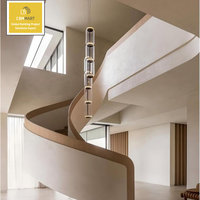 CBMmart Balustrade d'escalier classique en métal avec marches en bois massif courbées et garde-corps en verre