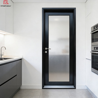 Puerta Batiente de Aluminio de Estilo Francés Moderno con Diseño de Rejilla y Cristal para Interiores o Hogar, para Baños