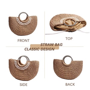 Borsa Tote <span class=keywords><strong>in</strong></span> <span class=keywords><strong>Paglia</strong></span> <span class=keywords><strong>da</strong></span> Donna Estate 2026, Chiusura Aperta, Tessuta a Mano <span class=keywords><strong>in</strong></span> Rattan Marino, Forma a Mezzaluna, Fodera <span class=keywords><strong>in</strong></span> Tela, Tracolla Singola, Capacità 3L+ - Product Image 3