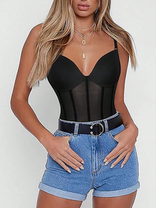 KSQ New Sexy Mesh corsetto prospettiva Patchwork fasciatura intimo donna Bustier Crop Top <span class=keywords><strong>canotte</strong></span> corsetti femminili - Product Image 5
