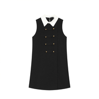 Robe Courte Femme ZATRHMBM Printemps/Automne 2026 Nouvelle Collection Tendance avec Nœud Décoratif, Col Rétro Color-Block, Style Décontracté