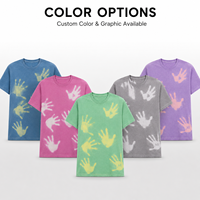 T-shirt en coton tricoté 220g personnalisé, thermochromique, à changement de couleur, coupe oversize, décontracté, uni, avec motif imprimé à la main réactif à la chaleur
