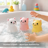 Jouet de bain à eau en forme de chat mignon, en PVC souple, pour la douche de bébé, cadeau d'anniversaire, figurines de décoration de gâteau