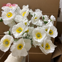 Fleur artificielle CM-DC002 au toucher réel, coquelicot blanc et jaune, pour la décoration de mariage et de la maison