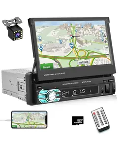 Android Car Stereo Single Din 7 pollici Flip Out Touch Screen in Dash navigazione GPS autoradio Sony con BT