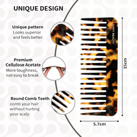 Peigne à cheveux en acétate de cellulose OEM personnalisé, à dents larges et fines, motif écaille de tortue, vente en gros, peigne professionnel pour salon de coiffure