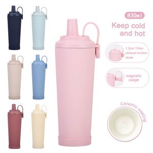 New 830ml Ceramic Coating 304 Stainless Steel Straw Cups with Portable Magnetic Cover Insulated Tumblers for Any Beverage - Product Image 2