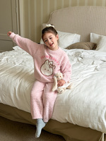 Pyjama en flanelle doux et confortable pour filles, 0-6 ans, ensemble deux pièces à manches longues, pull et pantalon, tenue de détente pour tout-petits
