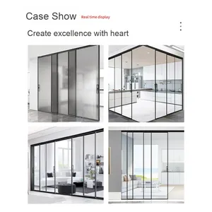 Modern Minimalist Three-Link <strong>Sliding</strong> Door Narrow Luxury Accessible Glass Door for Kitchen Living Room Hanging Rail <strong>Partition</strong> - Product Image 4