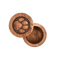 Urnas Decorativas de Madera de Acacia, Urna Funeraria para Cenizas de Perros, Urnas para Mascotas para Gatos, Diseño de Huella de Árbol de la Vida