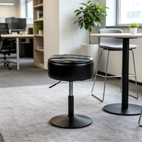 Tabouret de comptoir pivotant rembourré moderne, en similicuir capitonné, avec réglage en hauteur par vérin à gaz, base en métal noir, mobilier commercial