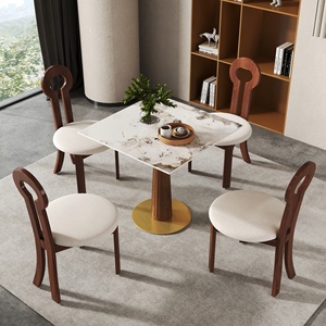 Voxhome Drop Shipping Modern Sintered Stone Square Dining Room Furniture <strong>4</strong> <strong>Seater</strong> <strong>Bistro</strong> Coffee Shop Dining Table Chairs <strong>Set</strong> - Product Image 1