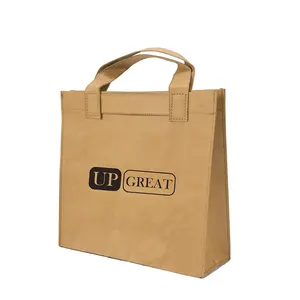 Personalizado Atacado Estilo Retro Embalado Café Presente Mais Grosso Lágrima-Resistente Shopping Brown Kraft Paper Handle Bag