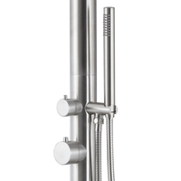 Douche extérieure autoportante en acier inoxydable brossé 304 ou 316 pour jardin, plage ou piscine, avec fonction pluie