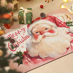 Alfombra de Navidad con diseño de gorro de Papá Noel rosa, rectangular, absorbente, de cuero, antideslizante para interiores, decoración festiva para el hogar, alfombra de entrada para el baño - Product Image 1