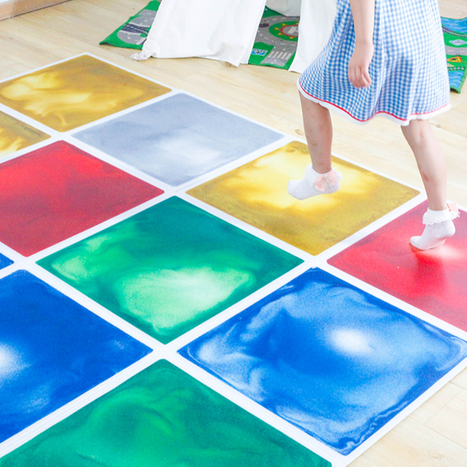 Обучающее 3D Сенсорное оборудование Монтессори для аутизма, цветные ПВХ игрушки, танцевальная жидкая напольная плитка, лавовый уличный игровой коврик для детей