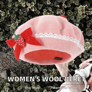 2026 Wholesale Female Adult Multi Colors Custom Winter Letter Pattern Polyester/Cotton Twill Beret Femme - Product Image 2