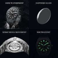 Nouvelle montre mécanique pour homme, montres automatiques japonaises, marque décontractée, montre-bracelet pour affaires, bracelet en acier inoxydable, élégante, analogique