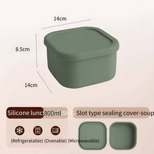 Reusable Silicone Kid BPA Free Leakproof Food Storage Box Square Fruit Snack <b>Container</b> With Silicone Lid - Product Image 5