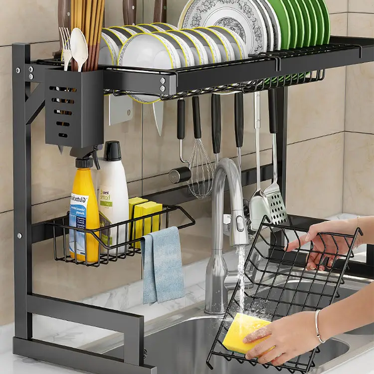 2021新しい便利で衛生的な乾燥キッチンシンク調節可能な皿水切りラック