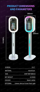 Photomaton DSLR à écran tactile interactif de 13.3 pouces avec caméra à miroir en verre à selfie Photomaton à miroir à impression instantanée avec étui - Product Image 6