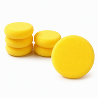 Tampon applicateur de cire pour voiture, éponge ronde en mousse souple jaune, tampon de polissage manuel pour le detailing automobile